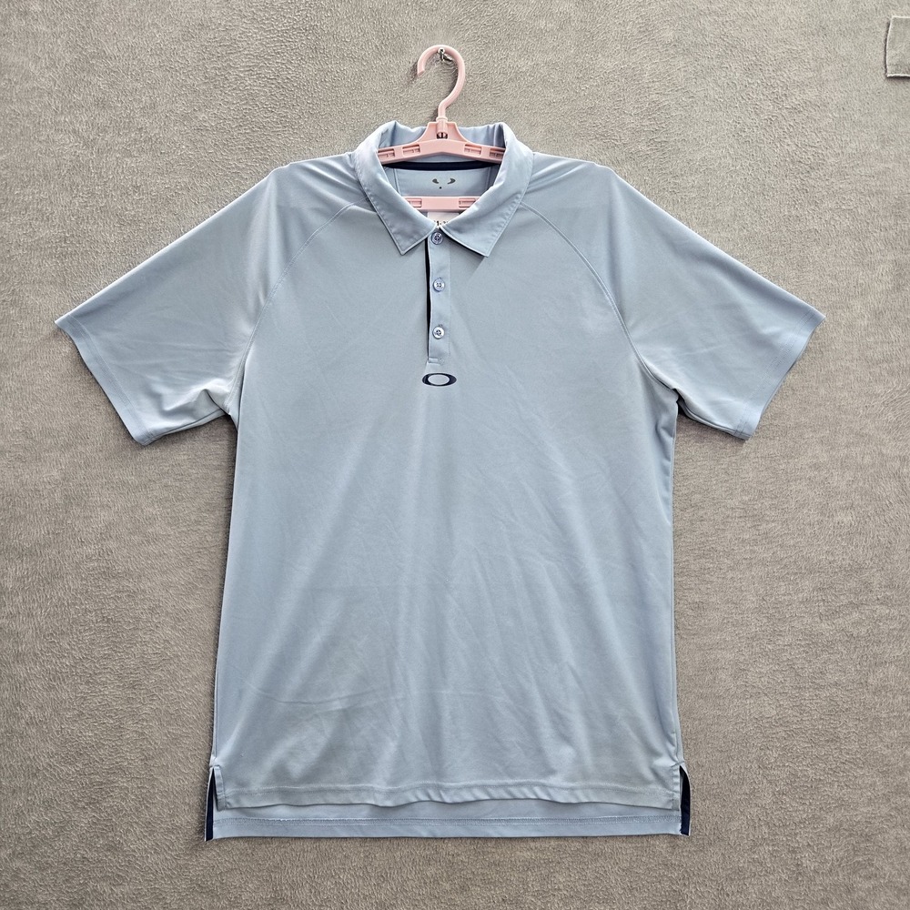 Oakley Men Polo Large Light Blue Activewear Logo Short Sleeve